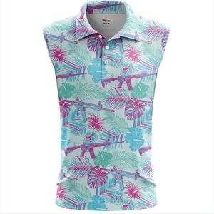 NWOT Tropical Print Sleeveless Golf Shirt